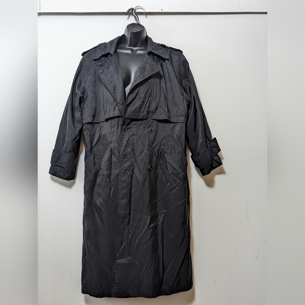 Women's Vintage Towne Collection by London Fog Black Trench Coat w/Liner Size 8P